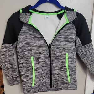 Cat & Jack Gray and Black Hoodie with Neon Green Trim